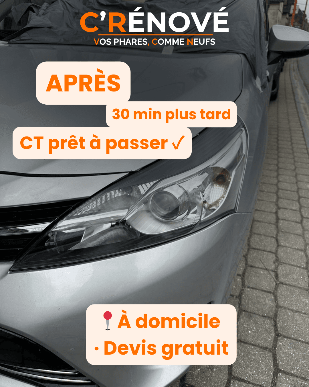 Résultat rénovation phares — après intervention par C'Rénové